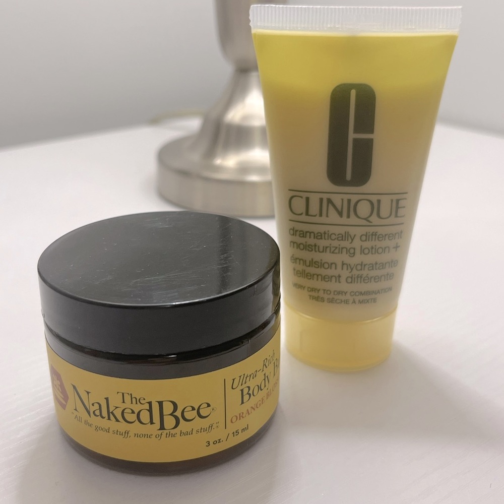 Clinique and naked bee moisturizers
